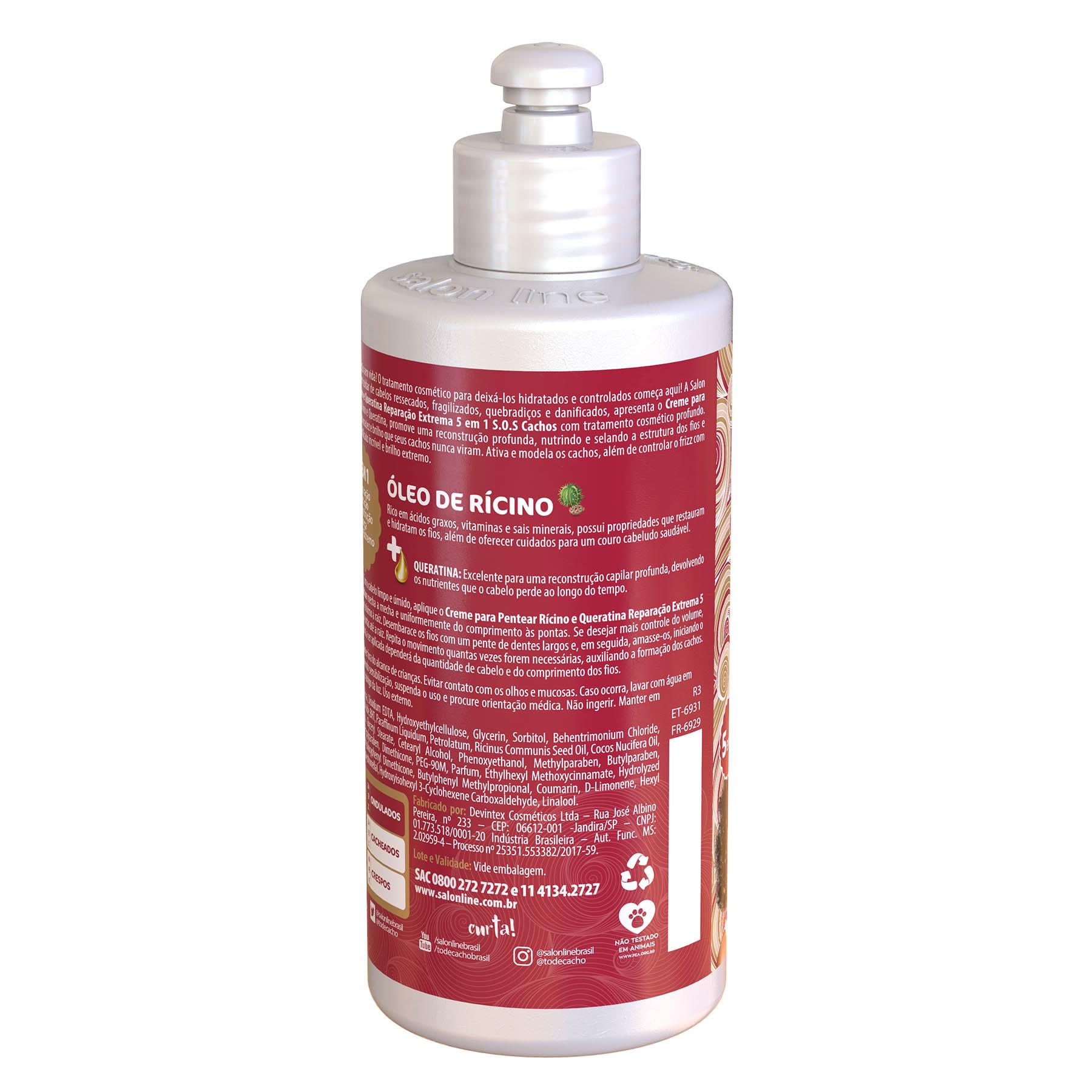 Crema de Peinar Salon Line S.O.S. Cachos Ricino y Queratina 300ml - Imagen 2