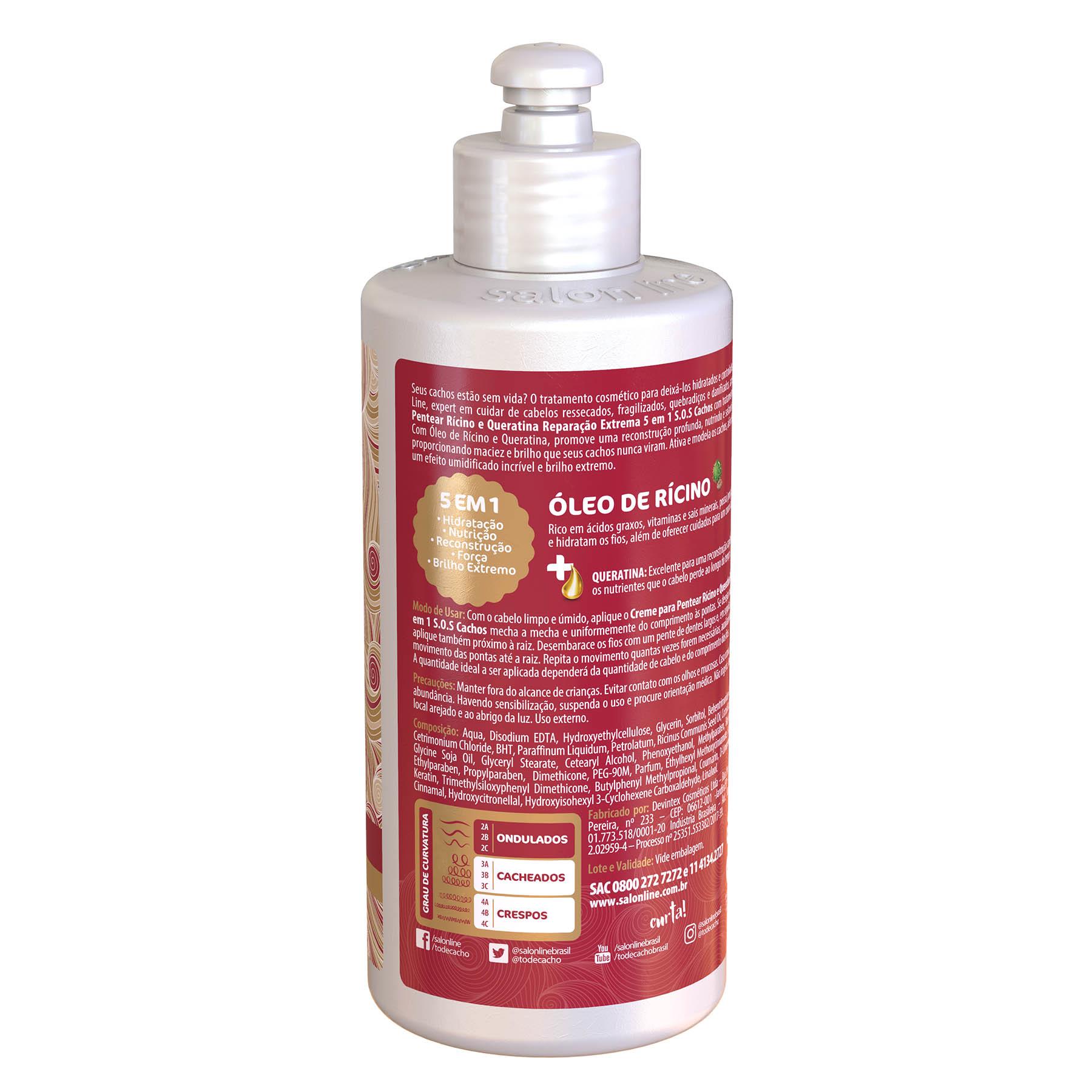 Crema de Peinar Salon Line S.O.S. Cachos Ricino y Queratina 300ml - Imagen 3